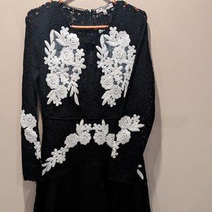 Free Generation size L black and white lace dress